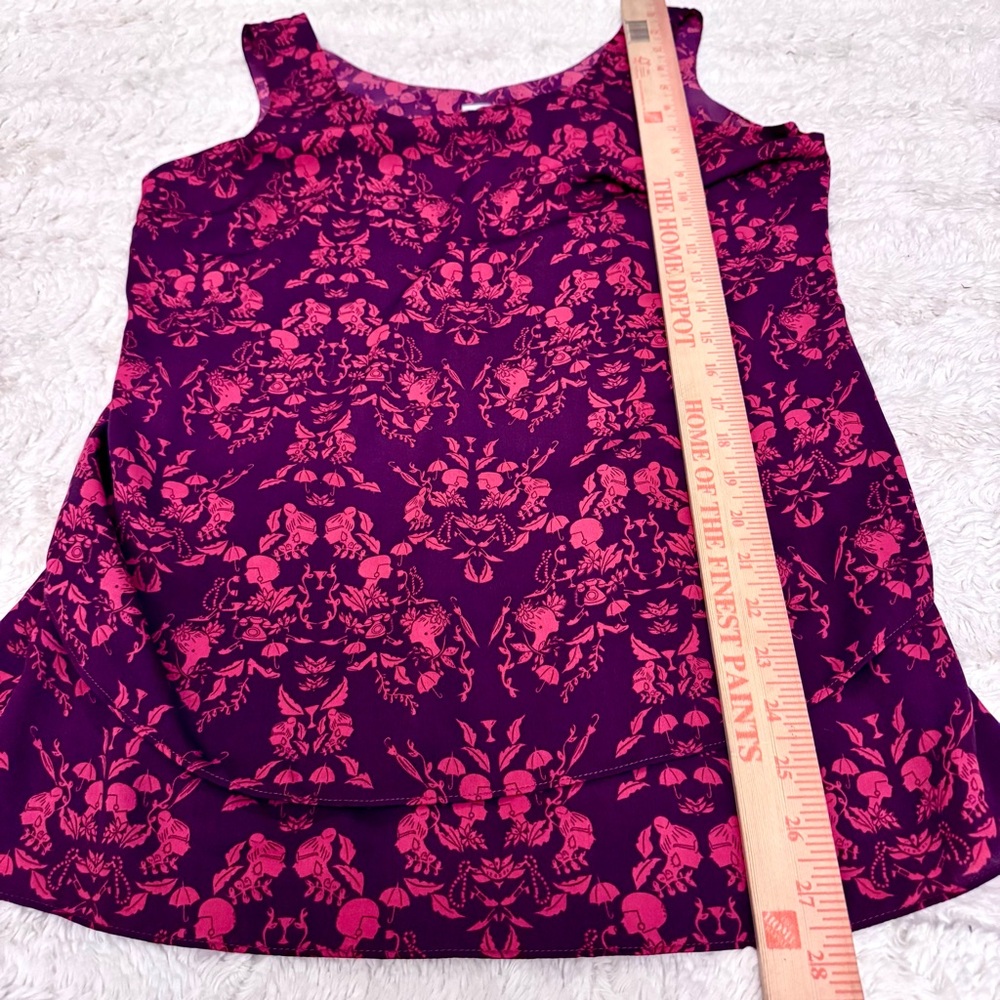 Cabi size small Sakura Cameo Tank Plum Maroon Red Print Blouse workwear - Picture 3 of 6